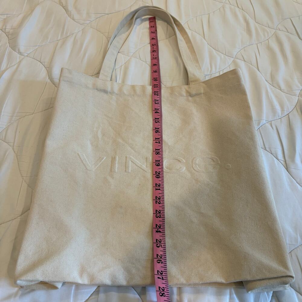 VINCE. Cotton Natural Canvas Tote Bone Sz OS Grocery Market Bohemian Reusable - Picture 8 of 10